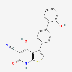 4-Hydroxy-3-(2'-hydroxy-[1,1'-biphenyl]-4-yl)-6-oxo-6,7-dihydrothieno[2,3-b]pyridine-5-carbonitrile chemical structure (CAS 844499-71-4)