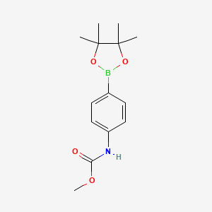 Methyl (4-(4,4,5,5-tetramethyl-1,3,2-dioxaborolan-2-yl)phenyl)carbamate chemical structure (CAS 844500-75-0)