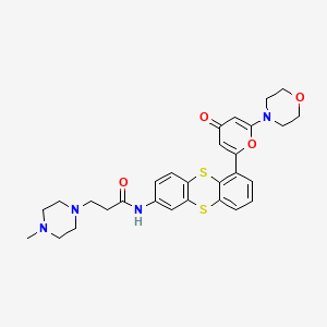 3-(4-Methylpiperazin-1-yl)-N-(6-(6-morpholino-4-oxo-4H-pyran-2-yl)thianthren-2-yl)propanamide chemical structure (CAS 845932-30-1)