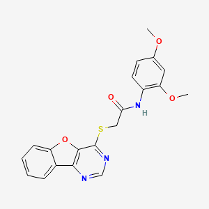 2-(Benzofuro[3,2-d]pyrimidin-4-ylthio)-N-(2,4-dimethoxyphenyl)acetamide chemical structure (CAS 846065-09-6)