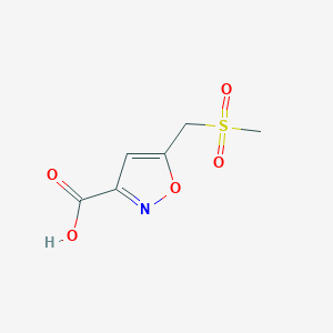 5-((Methylsulfonyl)methyl)isoxazole-3-carboxylic acid chemical structure (CAS 84654-31-9)