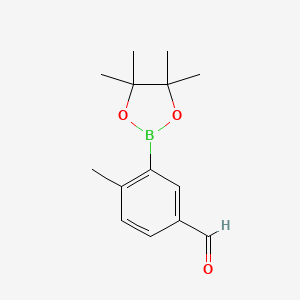 4-Methyl-3-(4,4,5,5-tetramethyl-1,3,2-dioxaborolan-2-yl)benzaldehyde chemical structure (CAS 847560-50-3)