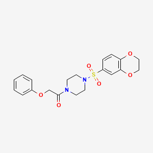 1-(4-((2,3-Dihydrobenzo[b][1,4]dioxin-6-yl)sulfonyl)piperazin-1-yl)-2-phenoxyethan-1-one chemical structure (CAS 847840-70-4)