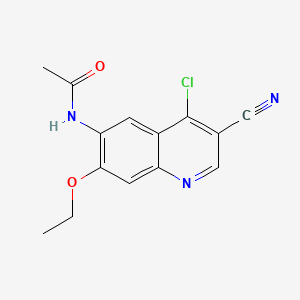 N-(4-Chloro-3-cyano-7-ethoxy-6-quinolinyl)acetamide chemical structure (CAS 848133-76-6)