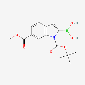 (1-(tert-Butoxycarbonyl)-6-(methoxycarbonyl)-1H-indol-2-yl)boronic acid chemical structure (CAS 848357-46-0)