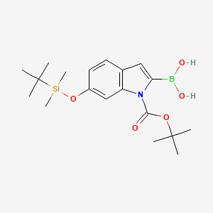 (1-(tert-Butoxycarbonyl)-6-((tert-butyldimethylsilyl)oxy)-1H-indol-2-yl)boronic acid chemical structure (CAS 848357-99-3)