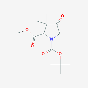 1-tert-Butyl 2-methyl 3,3-dimethyl-4-oxopyrrolidine-1,2-dicarboxylate chemical structure (CAS 848444-88-2)