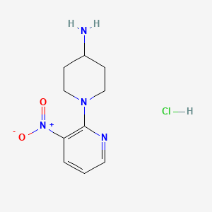 1-(3-Nitropyridin-2-yl)piperidin-4-amine hydrochloride chemical structure (CAS 848498-92-0)