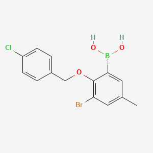 (3-Bromo-2-((4-chlorobenzyl)oxy)-5-methylphenyl)boronic acid chemical structure (CAS 849052-18-2)