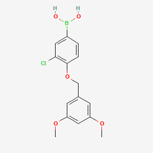 (3-Chloro-4-((3,5-dimethoxybenzyl)oxy)phenyl)boronic acid chemical structure (CAS 849062-24-4)