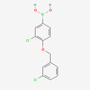 (3-Chloro-4-((3-chlorobenzyl)oxy)phenyl)boronic acid chemical structure (CAS 849062-26-6)