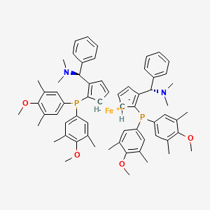 (1Rp,1'Rp)-1,1'-Bis[bis(4-methoxy-3,5-dimethylphenyl)phosphino]-2,2'-bis[(S)-(dimethylamino)phenylmethyl]ferrocene chemical structure (CAS 849925-12-8)