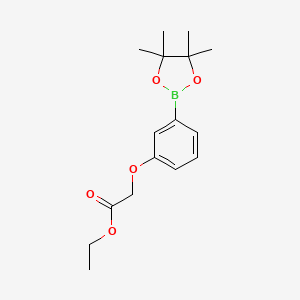 Ethyl 2-(3-(4,4,5,5-tetramethyl-1,3,2-dioxaborolan-2-yl)phenoxy)acetate chemical structure (CAS 850411-07-3)