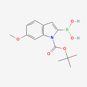 (1-(tert-Butoxycarbonyl)-6-methoxy-1H-indol-2-yl)boronic acid chemical structure (CAS 850568-65-9)