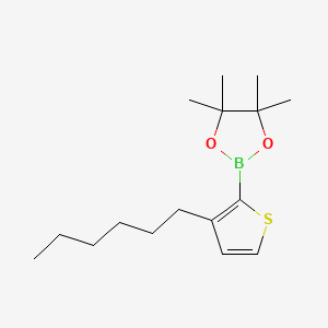 2-(3-Hexylthiophen-2-yl)-4,4,5,5-tetramethyl-1,3,2-dioxaborolane chemical structure (CAS 850881-09-3)