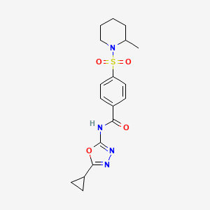 N-(5-Cyclopropyl-1,3,4-oxadiazol-2-yl)-4-((2-methylpiperidin-1-yl)sulfonyl)benzamide chemical structure (CAS 850935-88-5)