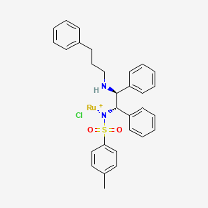 {N-[3-(η6-phenyl)propyl]-[(1S-2S)-1,2-diphenyl-1-4-methylbenzenesulfonylamidato(kN)-ethyl-2-amino-(kN)]}ruthenium(II) chemical structure (CAS 851051-43-9)