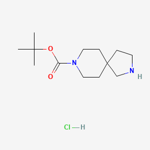 tert-Butyl 2,8-diazaspiro[4.5]decane-8-carboxylate hydrochloride chemical structure (CAS 851325-42-3)