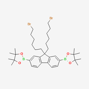 2,2'-(9,9-Bis(6-bromohexyl)-9H-fluorene-2,7-diyl)bis(4,4,5,5-tetramethyl-1,3,2-dioxaborolane) chemical structure (CAS 851775-62-7)