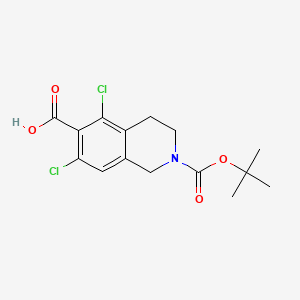 2-(tert-Butoxycarbonyl)-5,7-dichloro-1,2,3,4-tetrahydroisoquinoline-6-carboxylic acid chemical structure (CAS 851784-82-2)