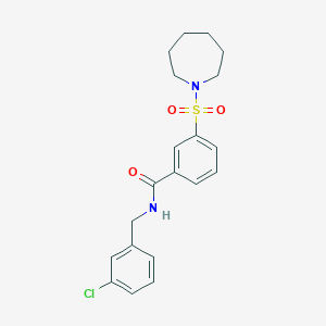 3-(Azepan-1-ylsulfonyl)-N-(3-chlorobenzyl)benzamide chemical structure (CAS 851873-40-0)