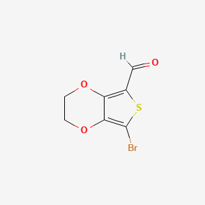 7-Bromo-2,3-dihydrothieno[3,4-b][1,4]dioxine-5-carbaldehyde chemical structure (CAS 852054-42-3)