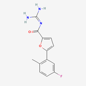 N-Carbamimidoyl-5-(5-fluoro-2-methylphenyl)furan-2-carboxamide chemical structure (CAS 852146-73-7)