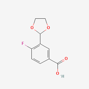 3-(1,3-Dioxolan-2-yl)-4-fluorobenzoic acid chemical structure (CAS 852180-94-0)
