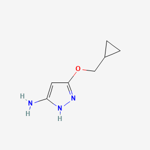 5-(Cyclopropylmethoxy)-1H-pyrazol-3-amine chemical structure (CAS 852443-66-4)