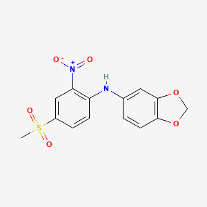 N-(4-Methanesulfonyl-2-nitrophenyl)-2H-1,3-benzodioxol-5-amine chemical structure (CAS 852702-51-3)