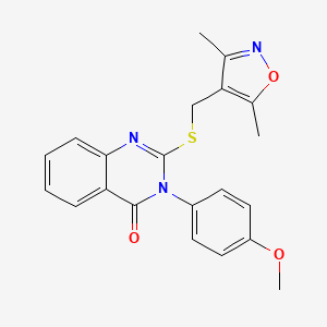 2-(((3,5-Dimethylisoxazol-4-yl)methyl)thio)-3-(4-methoxyphenyl)quinazolin-4(3H)-one chemical structure (CAS 852828-17-2)