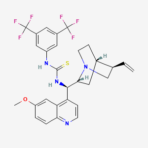 1-(3,5-Bis(trifluoromethyl)phenyl)-3-((1R)-(6-methoxyquinolin-4-yl)((2R,4S,5R)-5-vinylquinuclidin-2-yl)methyl)thiourea chemical structure (CAS 852913-25-8)