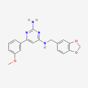 N4-(Benzo[d][1,3]dioxol-5-ylmethyl)-6-(3-methoxyphenyl)pyrimidine-2,4-diamine chemical structure (CAS 853220-52-7)