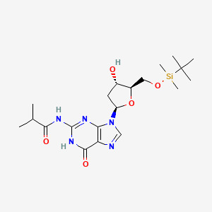 N-(9-((2R,4S,5R)-5-(((tert-Butyldimethylsilyl)oxy)methyl)-4-hydroxytetrahydrofuran-2-yl)-6-oxo-6,9-dihydro-1H-purin-2-yl)isobutyramide chemical structure (CAS 85326-10-9)