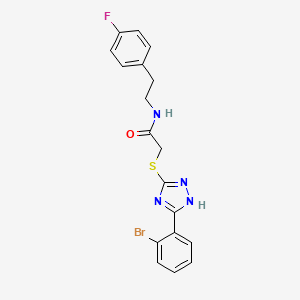 2-((5-(2-Bromophenyl)-1H-1,2,4-triazol-3-yl)thio)-N-(4-fluorophenethyl)acetamide chemical structure (CAS 853325-19-6)