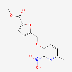 Methyl 5-(((6-methyl-2-nitropyridin-3-yl)oxy)methyl)furan-2-carboxylate chemical structure (CAS 853570-80-6)