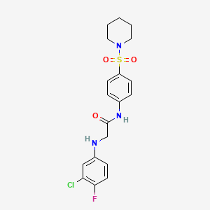 2-((3-Chloro-4-fluorophenyl)amino)-N-(4-(piperidin-1-ylsulfonyl)phenyl)acetamide chemical structure (CAS 853695-44-0)
