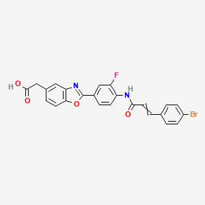 2-(2-(4-(3-(4-Bromophenyl)acrylamido)-3-fluorophenyl)benzo[d]oxazol-5-yl)acetic acid chemical structure (CAS 853929-59-6)