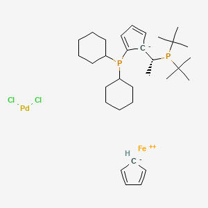 (R)-1-[(SP)-2-(Dicyclohexylphosphino)ferrocenyl]ethyldi-tert-butylphosphine palladium(II) dichloride chemical structure (CAS 854019-82-2)