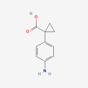 1-(4-Aminophenyl)cyclopropanecarboxylic acid chemical structure (CAS 854821-21-9)
