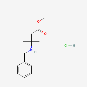 Ethyl 3-(benzylamino)-3-methylbutanoate hydrochloride chemical structure (CAS 85532-41-8)