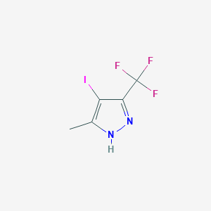 4-Iodo-3-methyl-5-(trifluoromethyl)-1H-pyrazole chemical structure (CAS 855343-07-6)