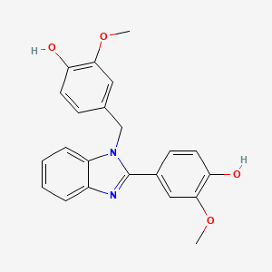 4-(1-(4-Hydroxy-3-methoxybenzyl)-1H-benzo[d]imidazol-2-yl)-2-methoxyphenol chemical structure (CAS 85573-18-8)