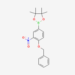 2-(4-(Benzyloxy)-3-nitrophenyl)-4,4,5,5-tetramethyl-1,3,2-dioxaborolane chemical structure (CAS 855738-76-0)