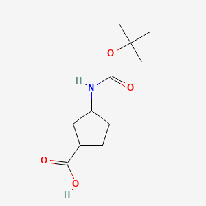 3-((tert-Butoxycarbonyl)amino)cyclopentanecarboxylic acid chemical structure (CAS 855863-93-3)