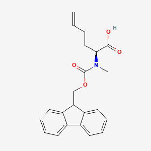 (S)-2-((((9H-Fluoren-9-yl)methoxy)carbonyl)(methyl)amino)hex-5-enoic acid chemical structure (CAS 856412-21-0)