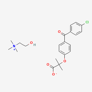 2-Hydroxy-N,N,N-trimethylethanaminium 2-(4-(4-chlorobenzoyl)phenoxy)-2-methylpropanoate chemical structure (CAS 856676-23-8)