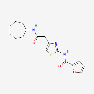 N-(4-(2-(Cycloheptylamino)-2-oxoethyl)thiazol-2-yl)furan-2-carboxamide chemical structure (CAS 857040-20-1)