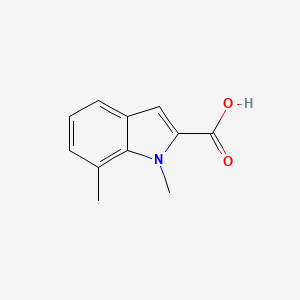 1,7-Dimethyl-1H-indole-2-carboxylic acid chemical structure (CAS 858233-18-8)