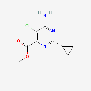 Ethyl 6-amino-5-chloro-2-cyclopropylpyrimidine-4-carboxylate chemical structure (CAS 858954-79-7)